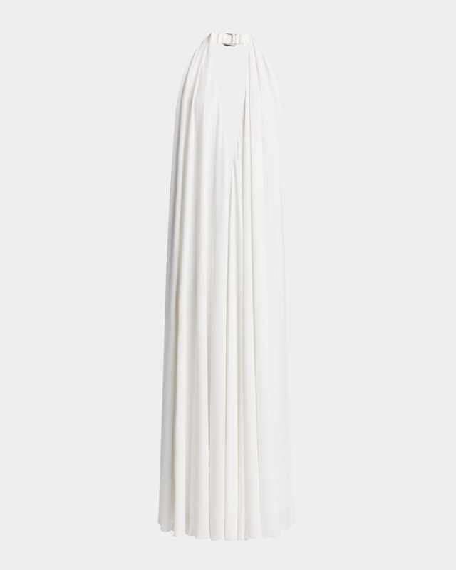 Norma Plunging Halter Backless Gown